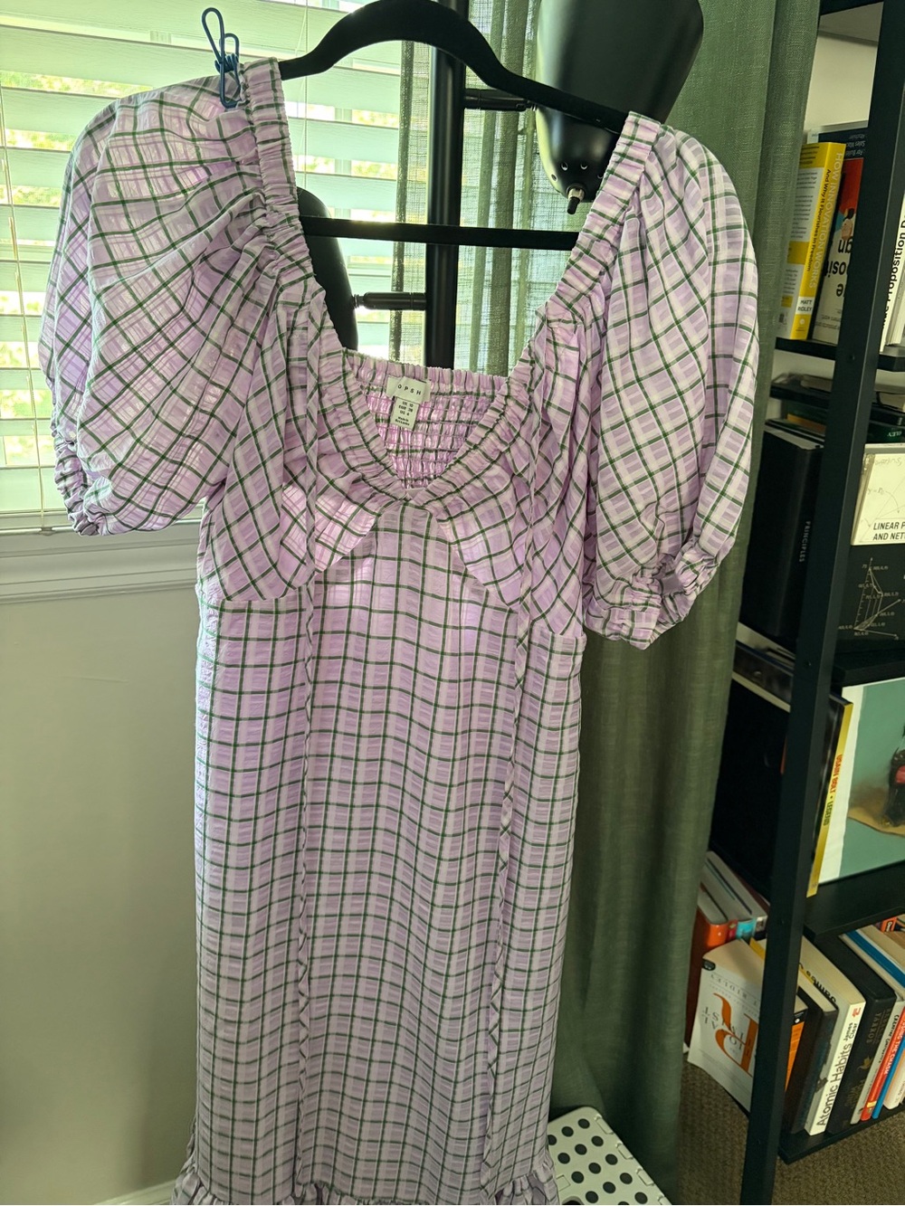 Topshop Lavender Plaid Midi Dress